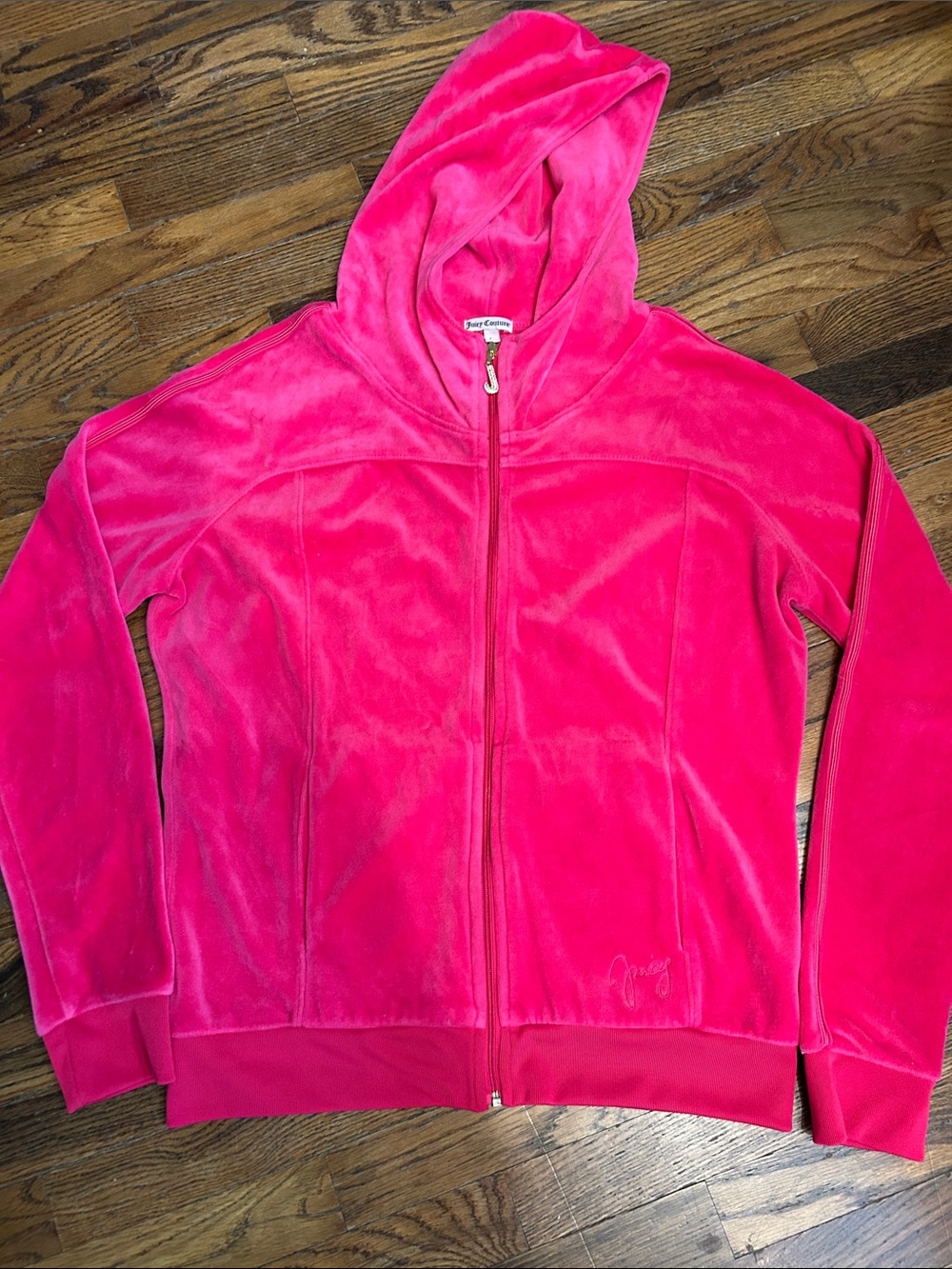 Juicy Couture Bright Hot Pink Velour Zip Hoodie